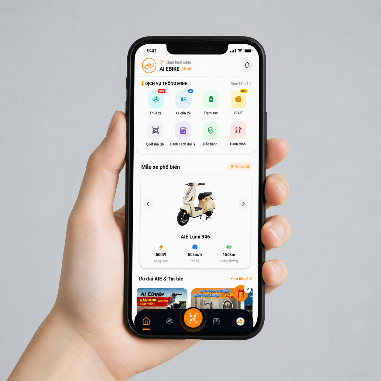 AI EBIKE App Mockup